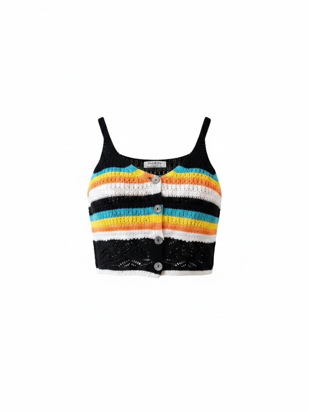 Jolie & Joy Crochet Button-Front Crop Top